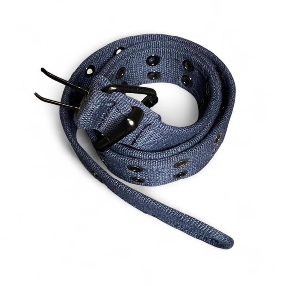 Unbranded Other - Navy Blue Double Grommet Two Hole Canvas Roller Buckle Belt